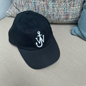 JW ANDERSON Black Cap with White Anchor Logo baseball cap
